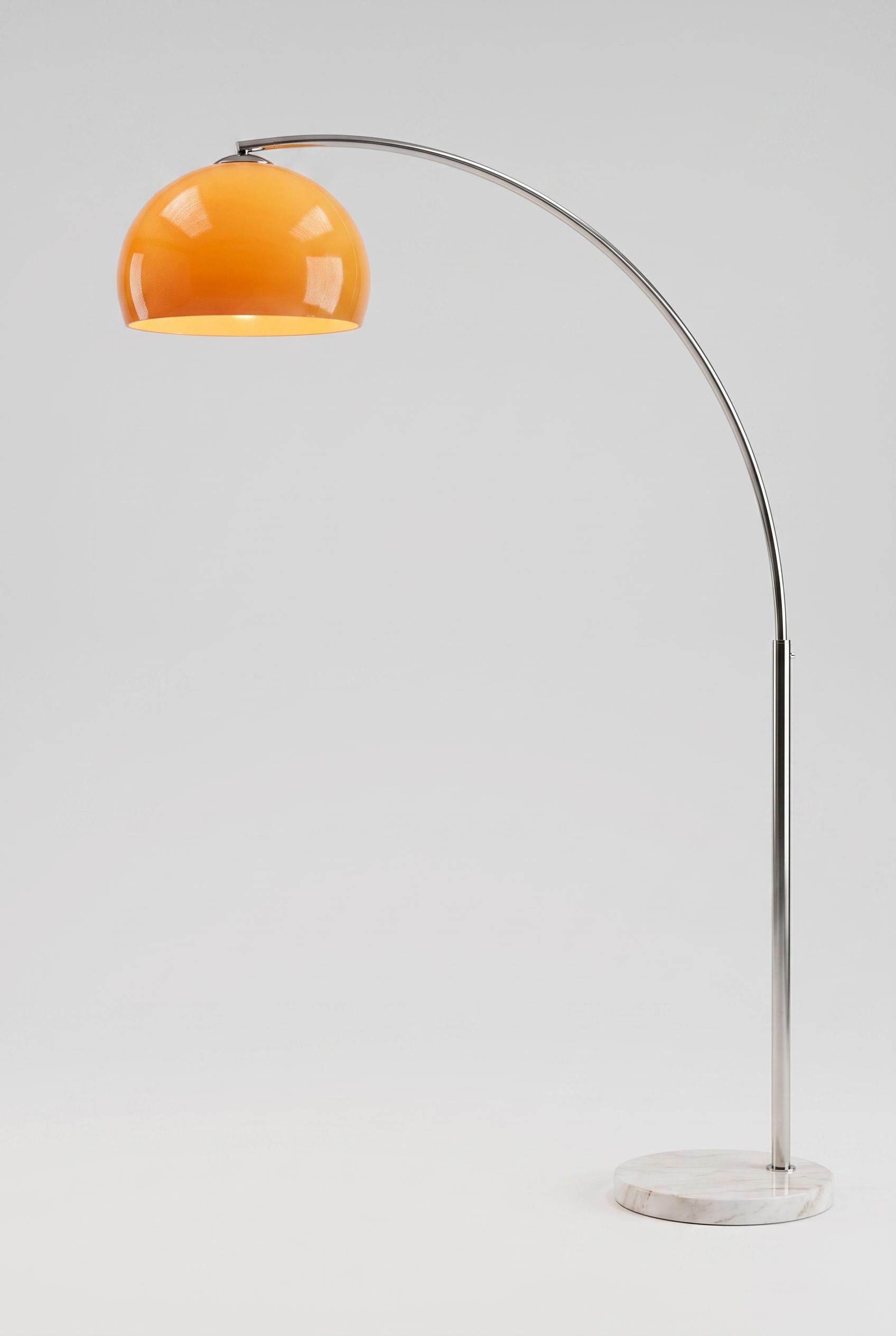 AureliaGlow Arc Floor Lamp with Orange Acrylic Shade – in-use room view