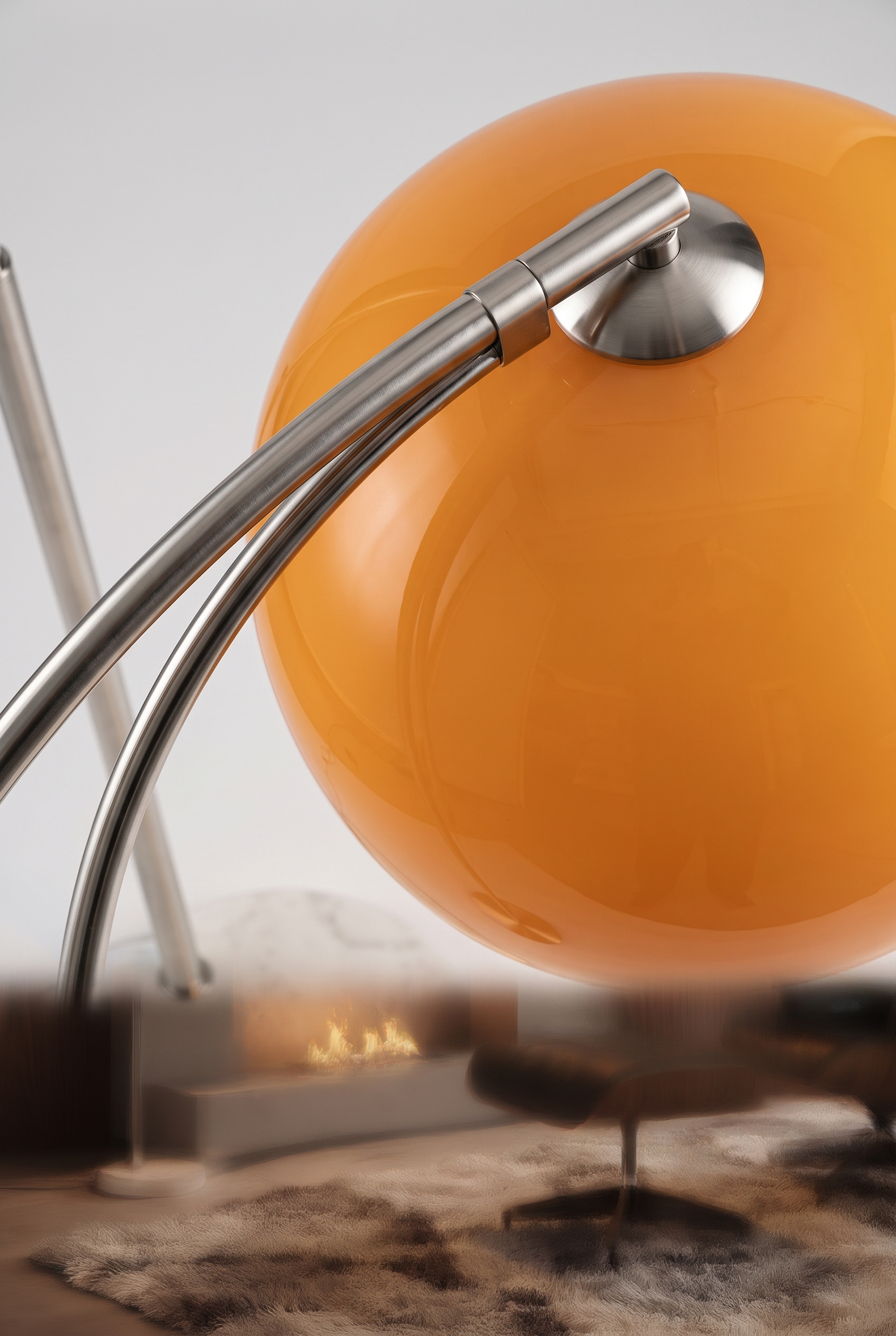 AureliaGlow Arc Floor Lamp with Orange Acrylic Shade – angled product view
