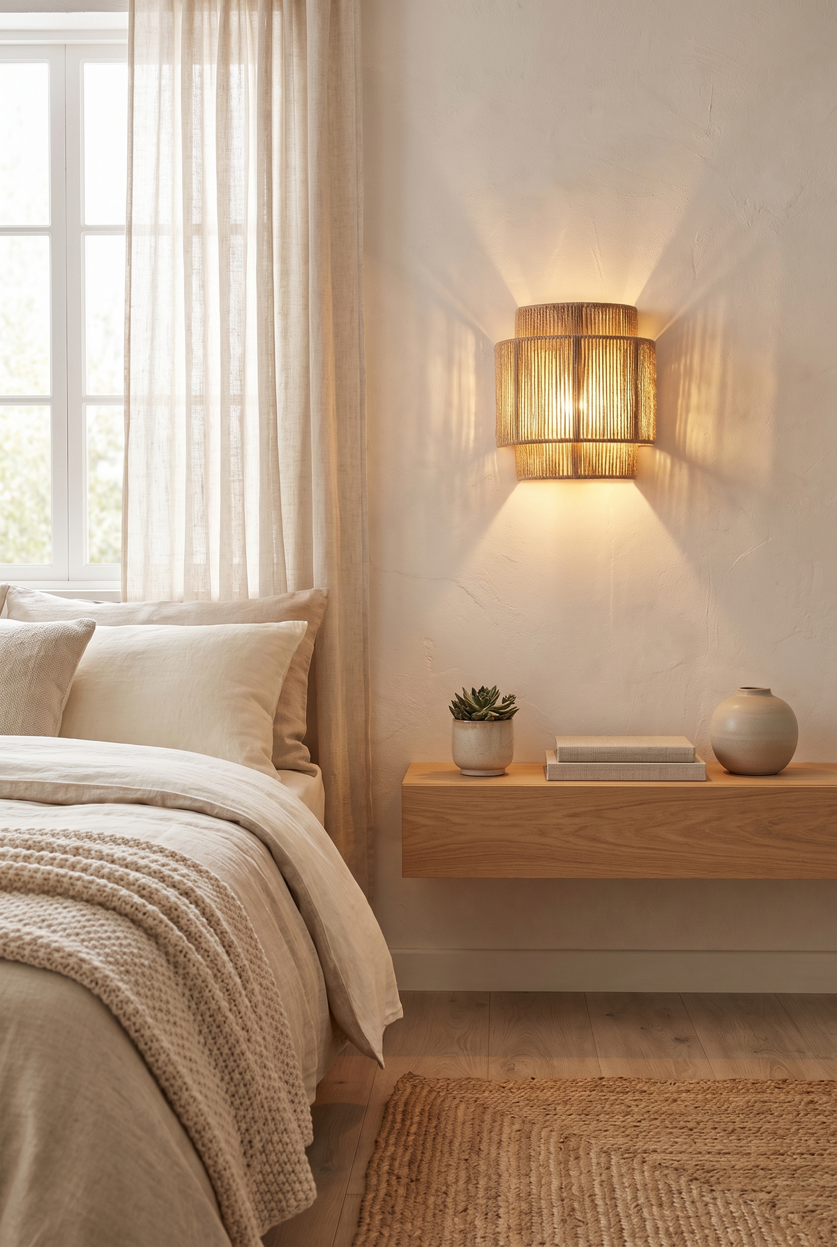 SiberutRope LED Wall Sconce – lifestyle view in a styled setting