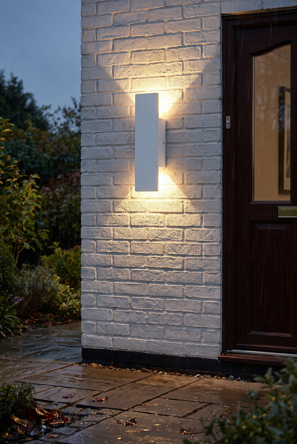 AluminaGlow Outdoor Wall Lantern – lifestyle view in a styled setting