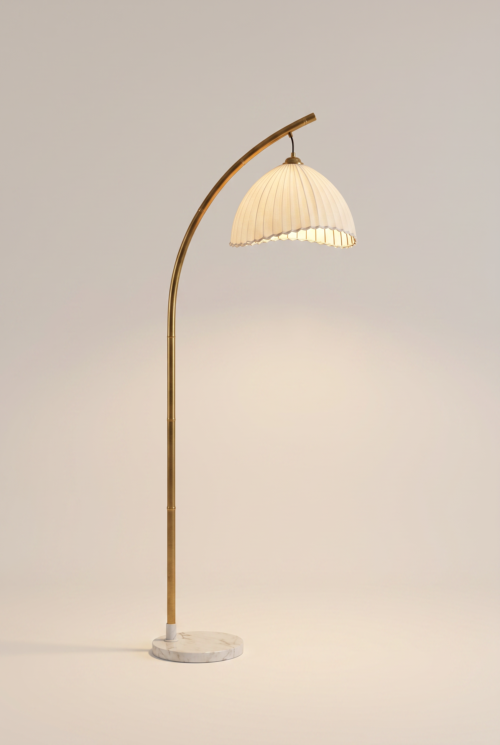 BambooGlow Coastal Floor Lamp with Fabric Shade – front product view