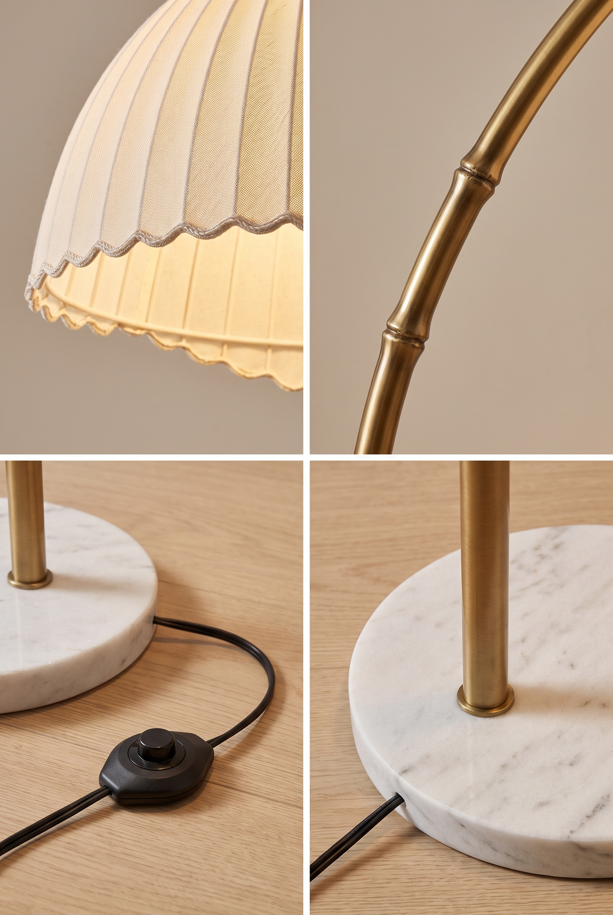 BambooGlow Coastal Floor Lamp with Fabric Shade – angled product view