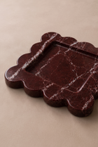 BurgundyStone Scalloped Marble Tray – angled product view