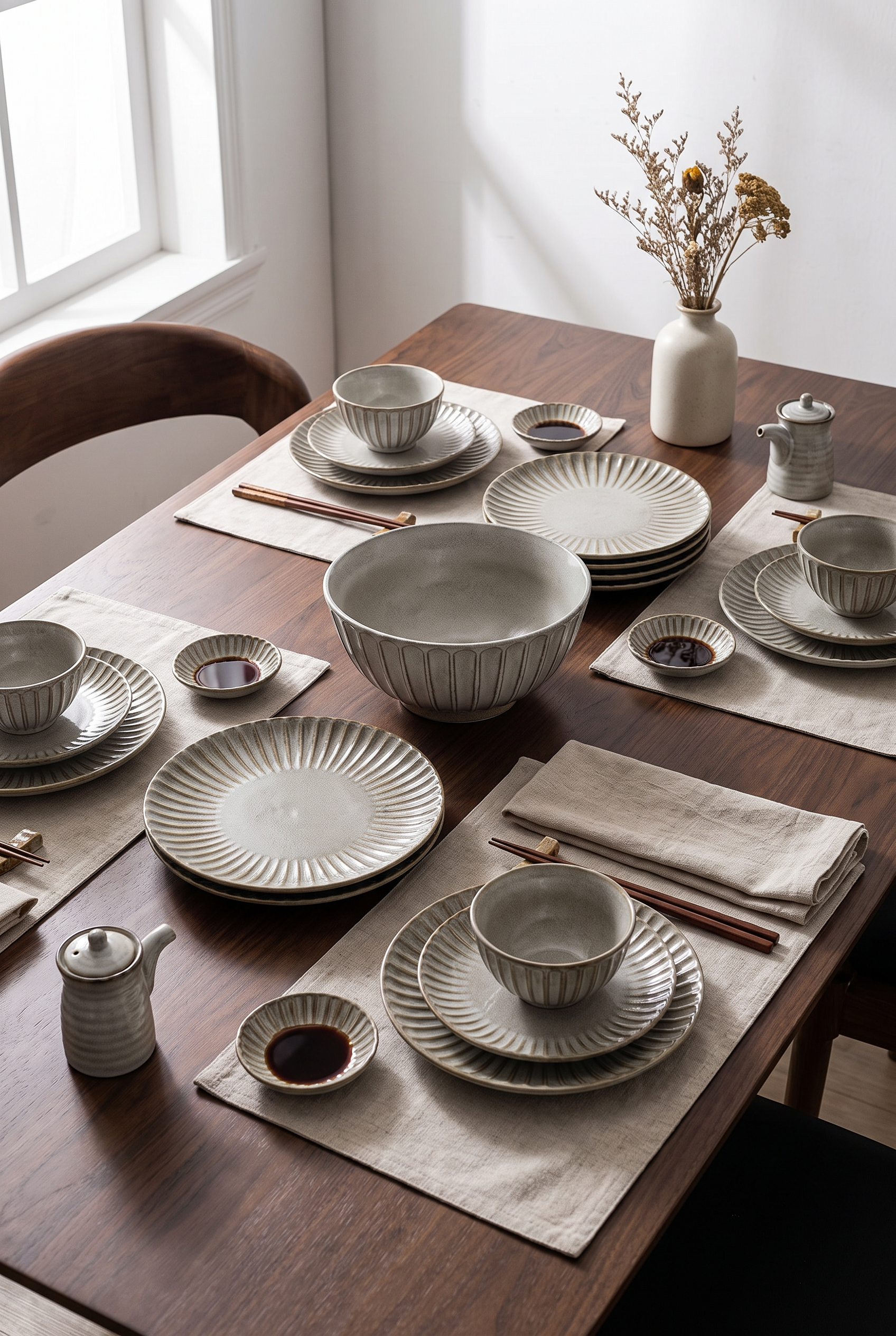AntoraCeramics Japanese-Inspired Dinnerware Set – lifestyle view in a styled setting