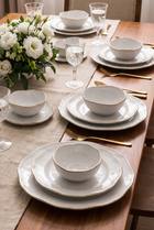 Ceramica White and Gold Dinnerware Set – material and design detail