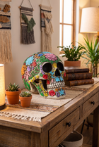 AztecSpirit Hand-Painted Skull Statue – material and design detail