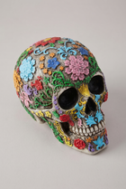 AztecSpirit Hand-Painted Skull Statue – angled product view