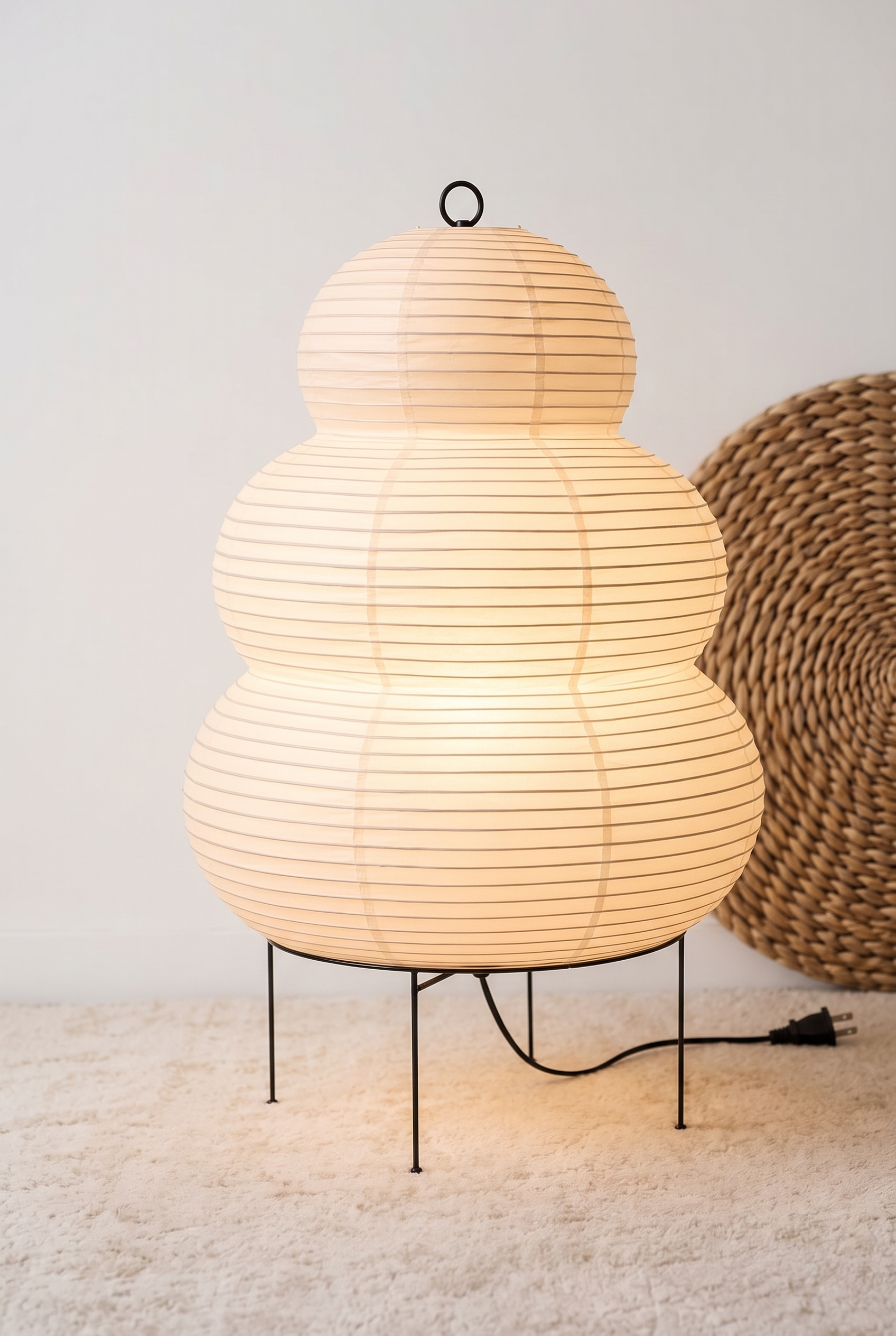 Luminara Japandi Paper Floor Lamp – angled product view