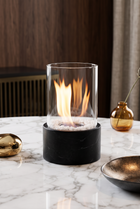 ElysianFlame Marble Tabletop Fire Pit – lifestyle view in a styled setting