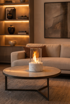 ElysianFlame Marble Tabletop Fire Pit – in-use room view