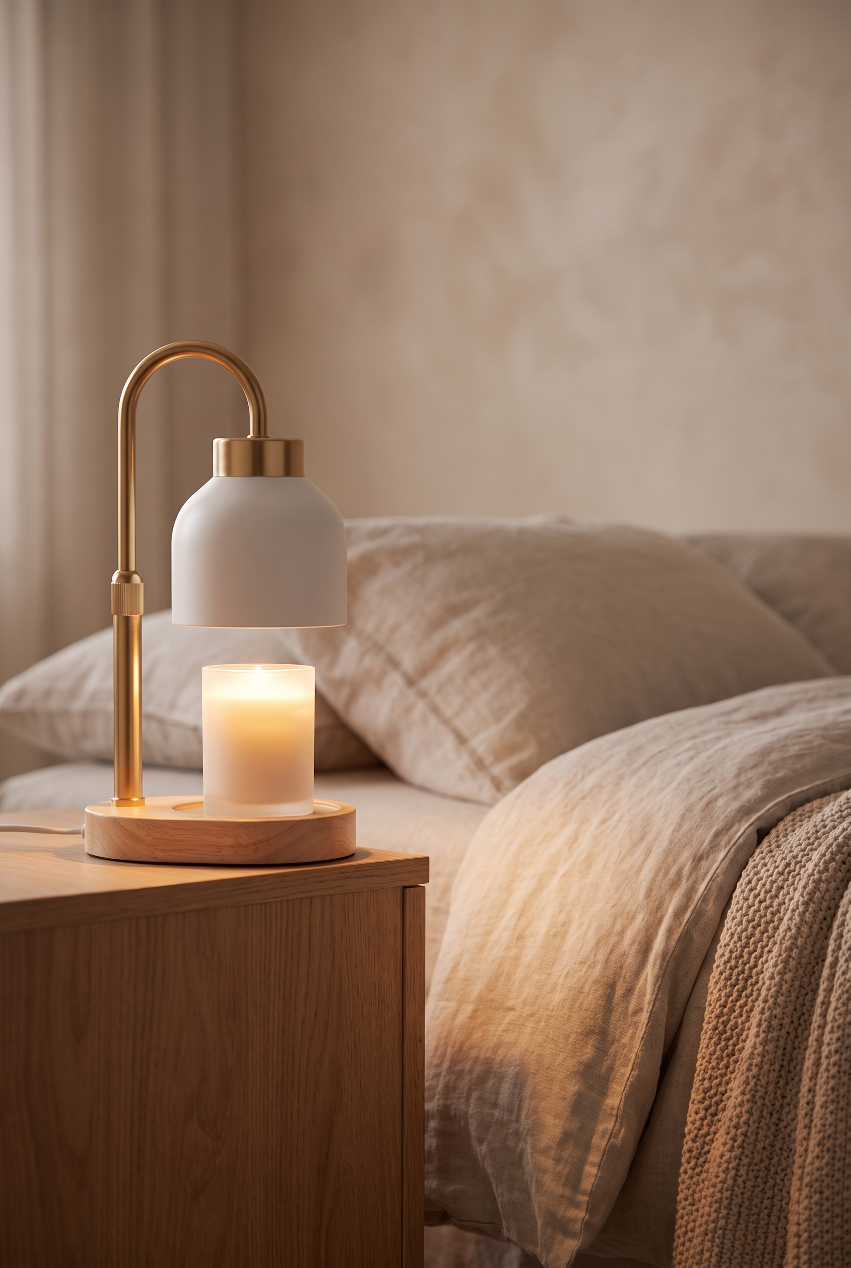 AuraGlow Adjustable Candle Warmer Lamp – in-use room view