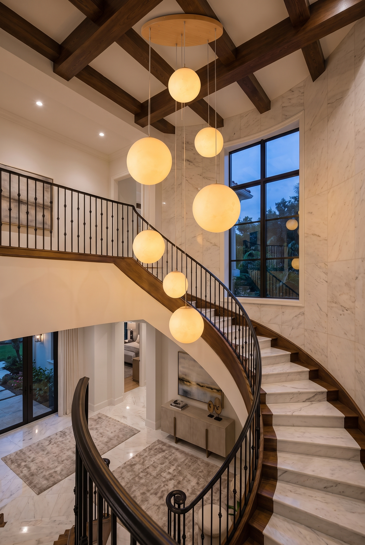 OpalineGlow Glass Globe Chandelier – material and design detail