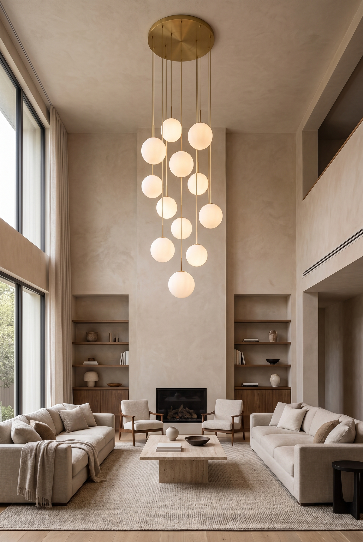 OpalineGlow Glass Globe Chandelier – angled product view