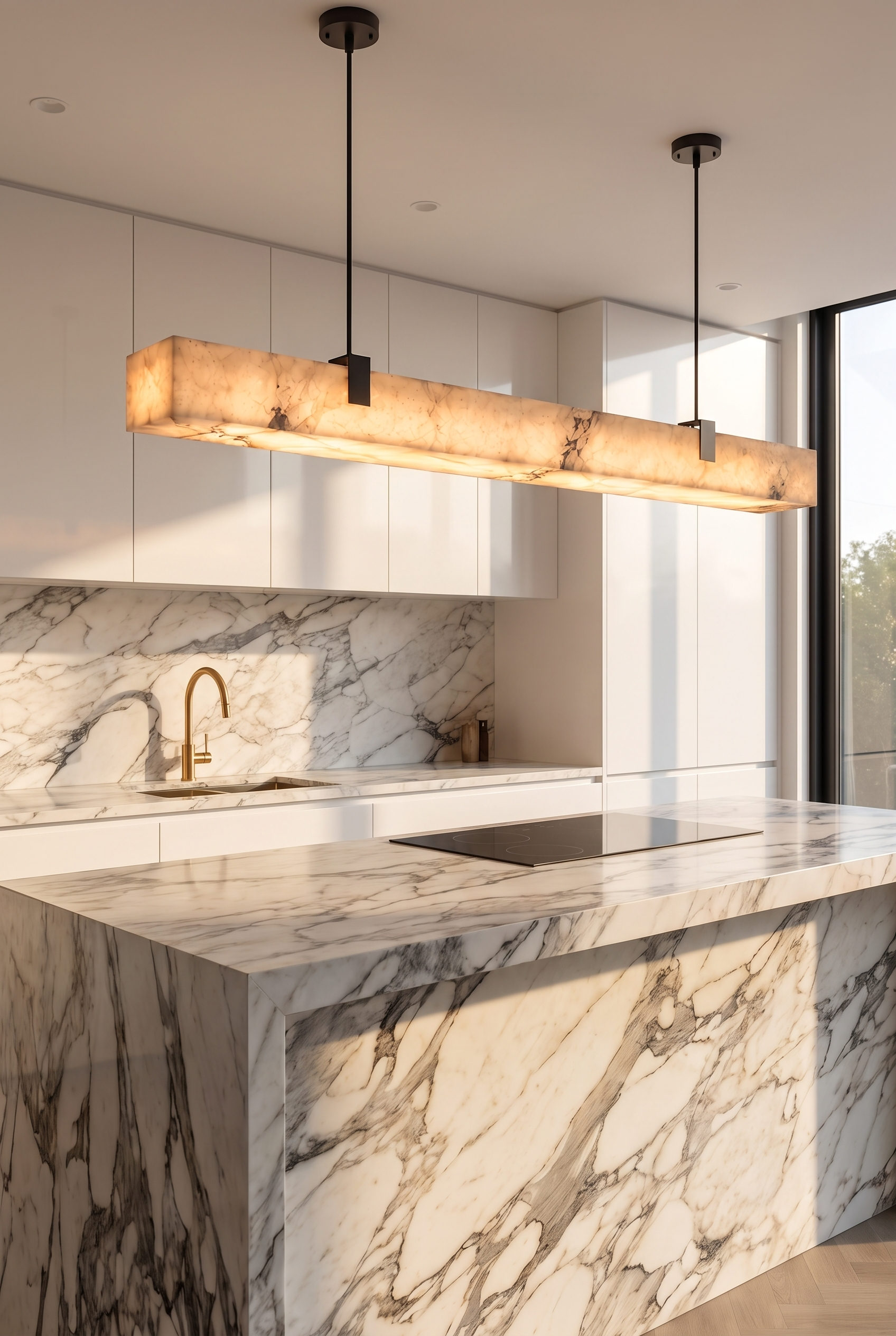AlvaraStone Faux Marble Pendant Light – material and design detail
