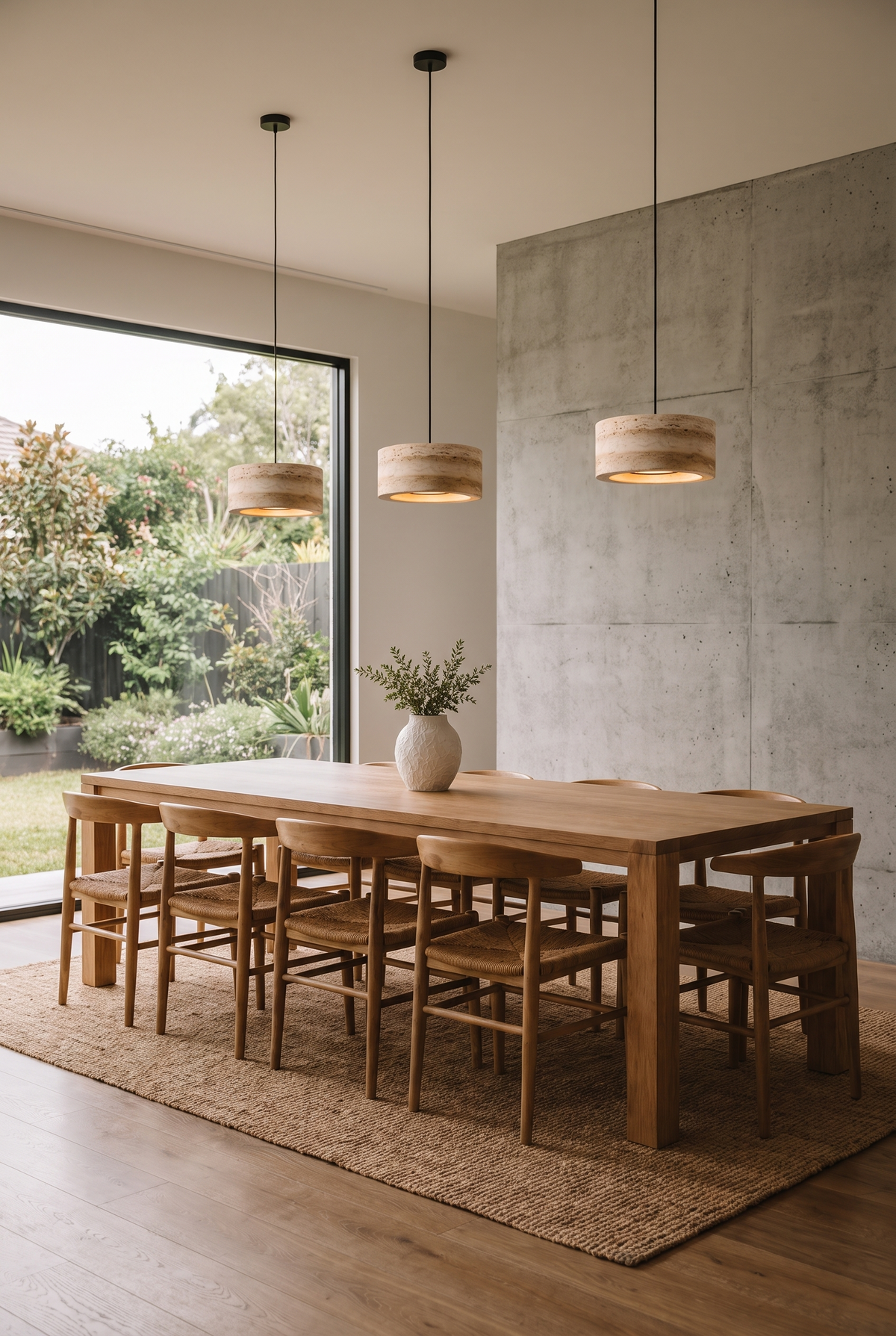 TravertineGlow Kitchen Pendant Light – lifestyle view in a styled setting