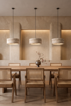TravertineGlow Kitchen Pendant Light – in-use room view