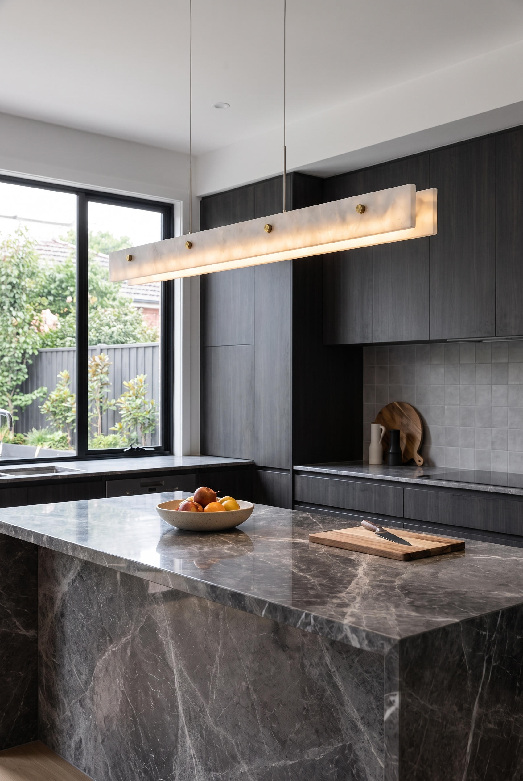 FlorenceStone Marble Pendant Light – lifestyle view in a styled setting