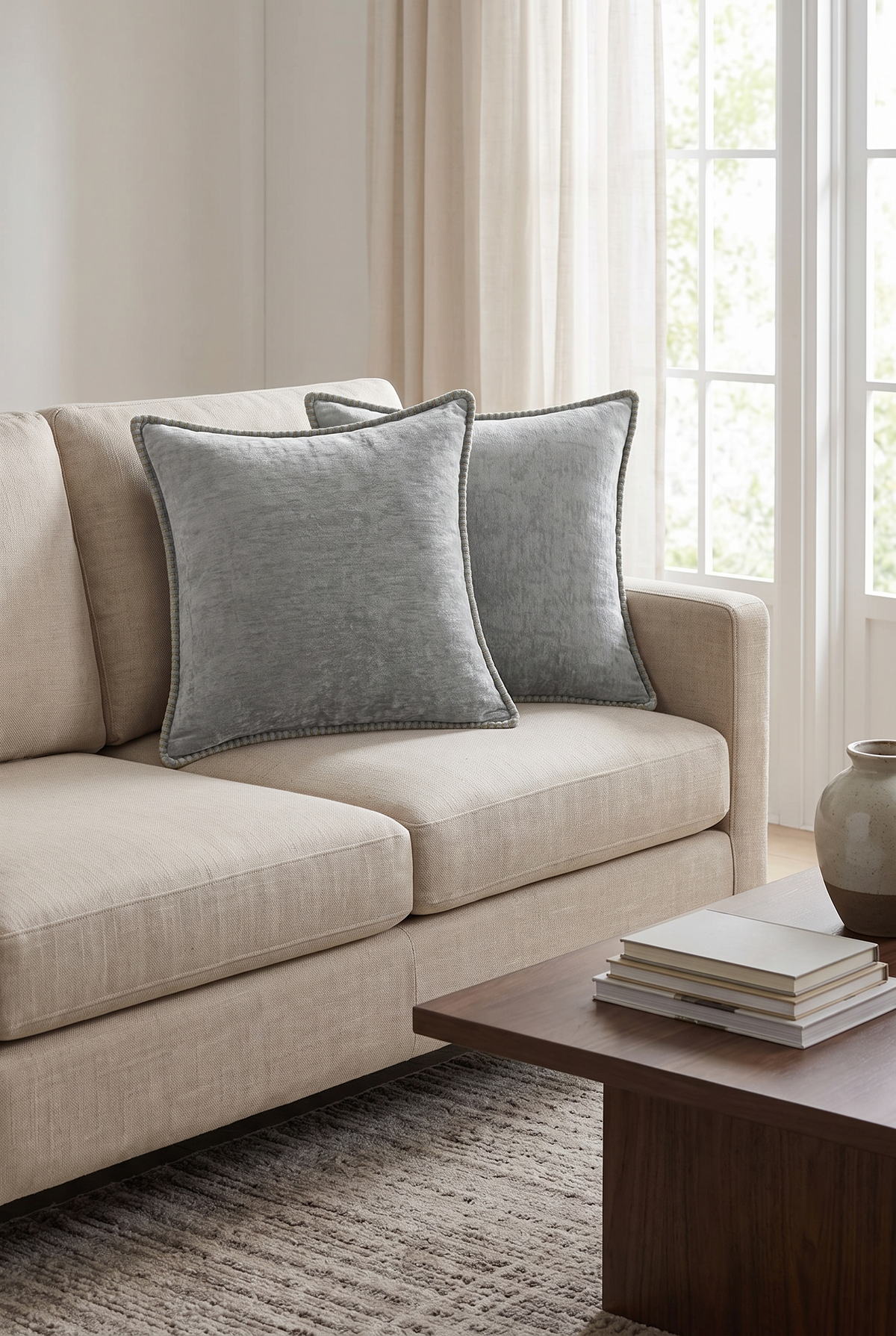 VelvetNest Chenille Throw Cushion – angled product view