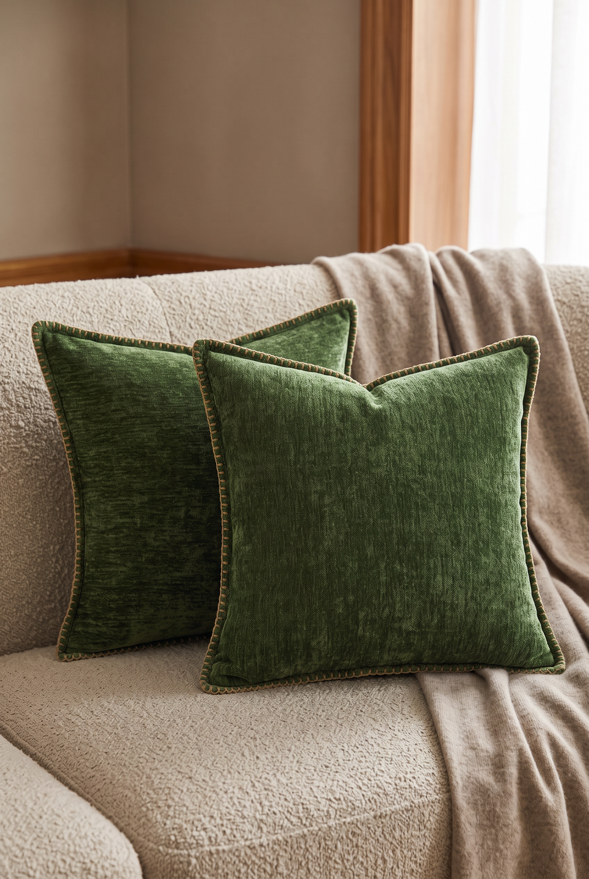 VelvetNest Chenille Throw Cushion – front product view