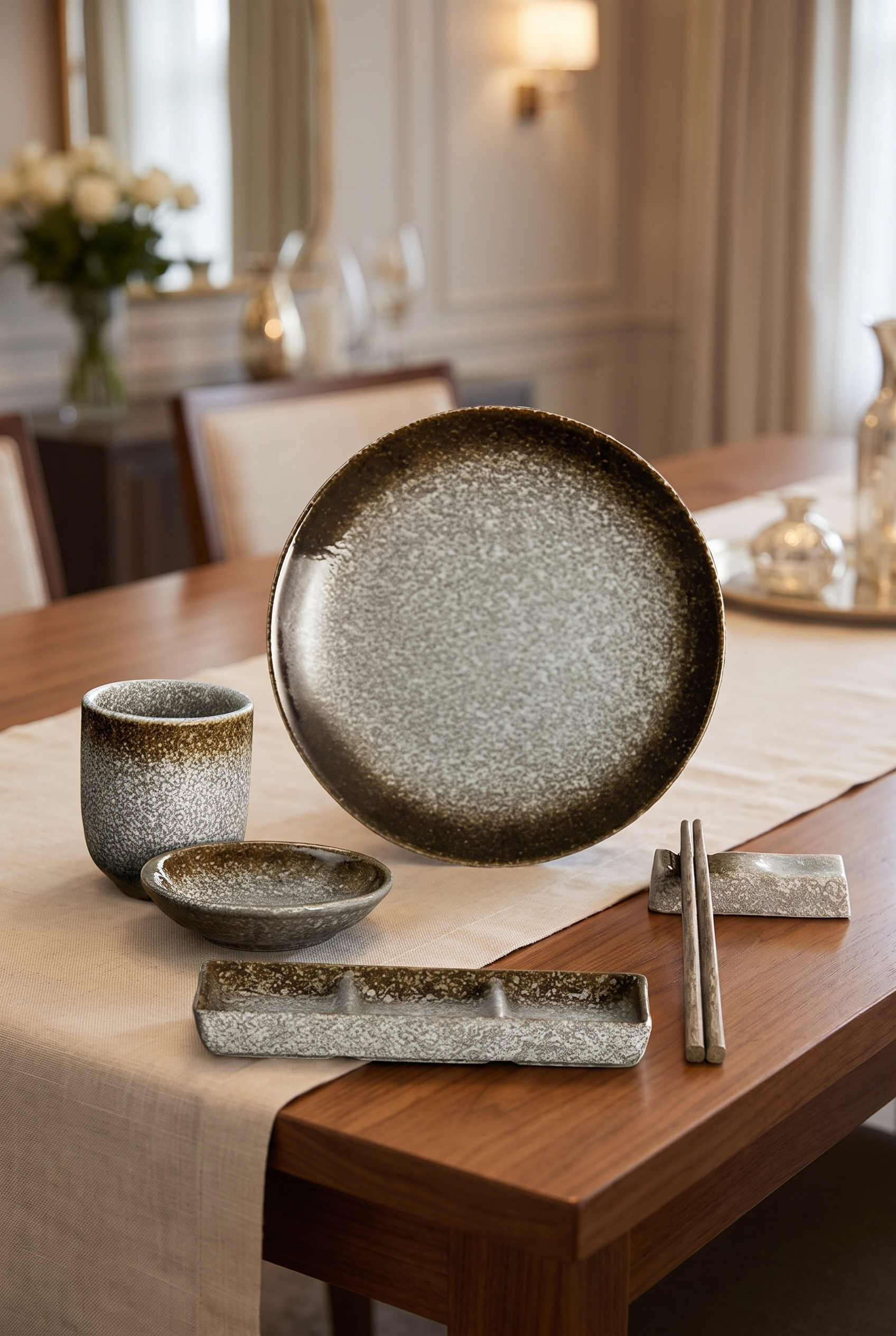 Ceramica Japanese-Inspired Dinnerware Set – front product view