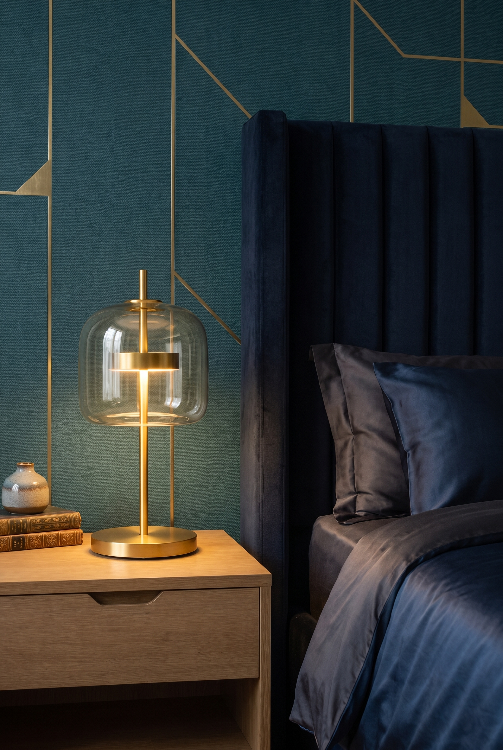 AuraGlass Stained Glass Table Lamp – angled product view