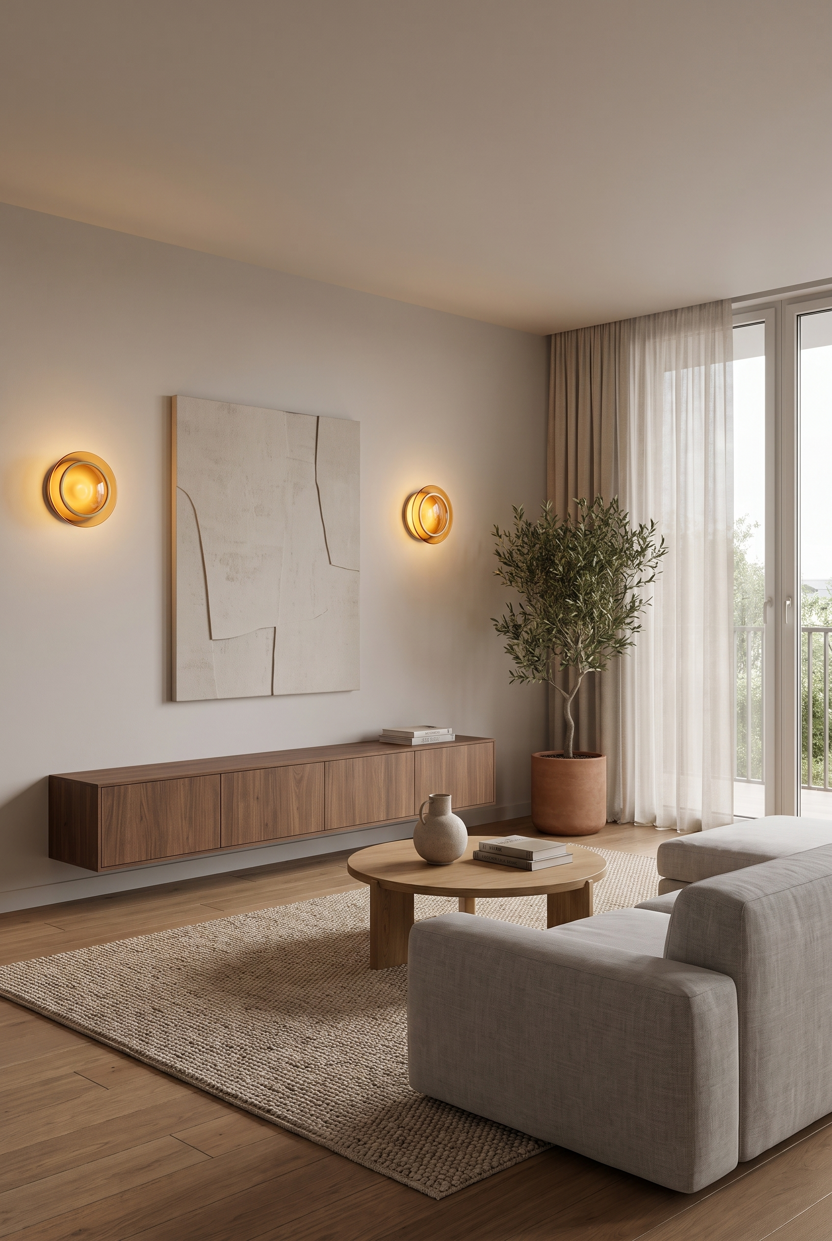 AmberGlow Acrylic Wall Sconce – lifestyle view in a styled setting