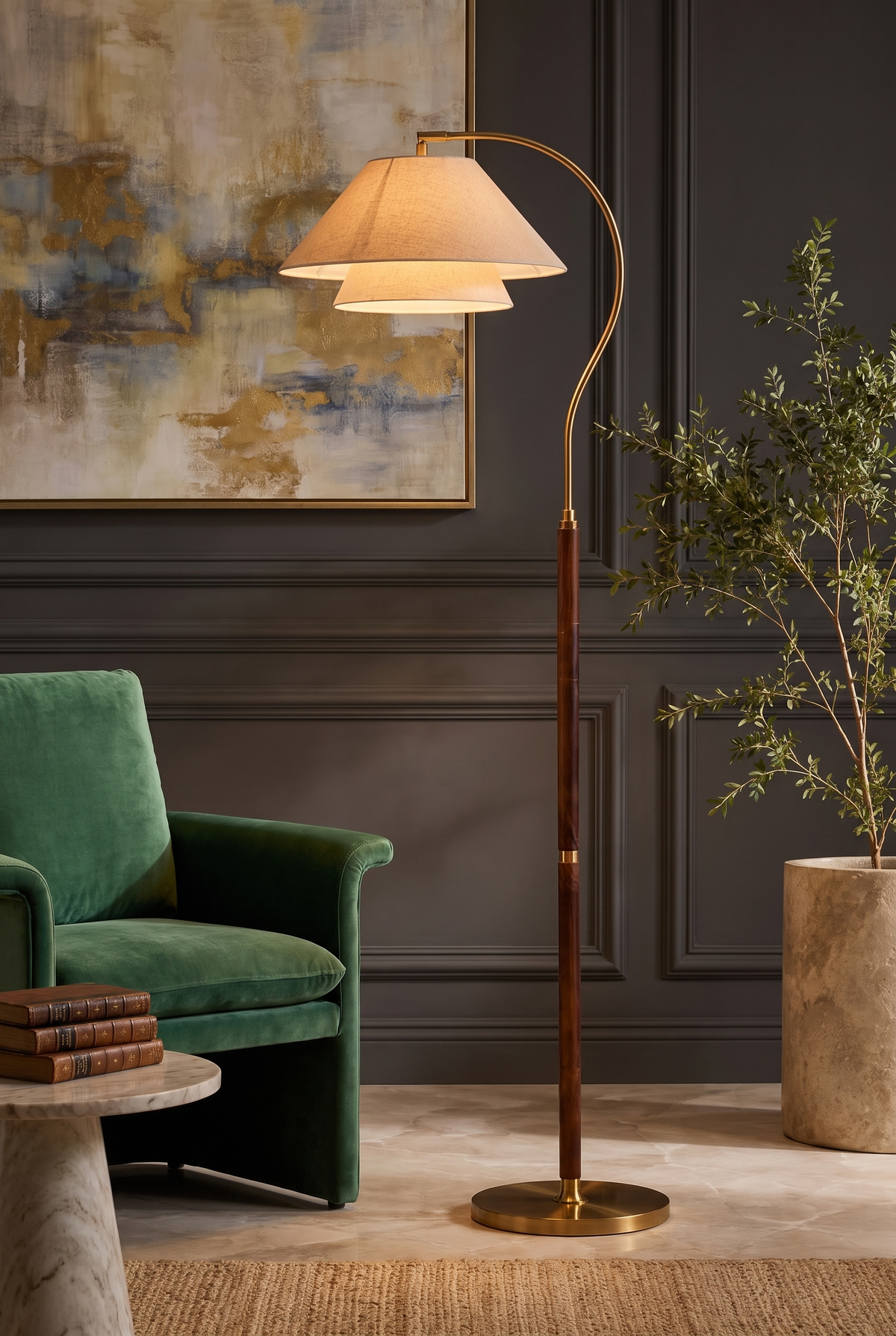 Nocturna Adjustable Arc Floor Lamp – angled product view