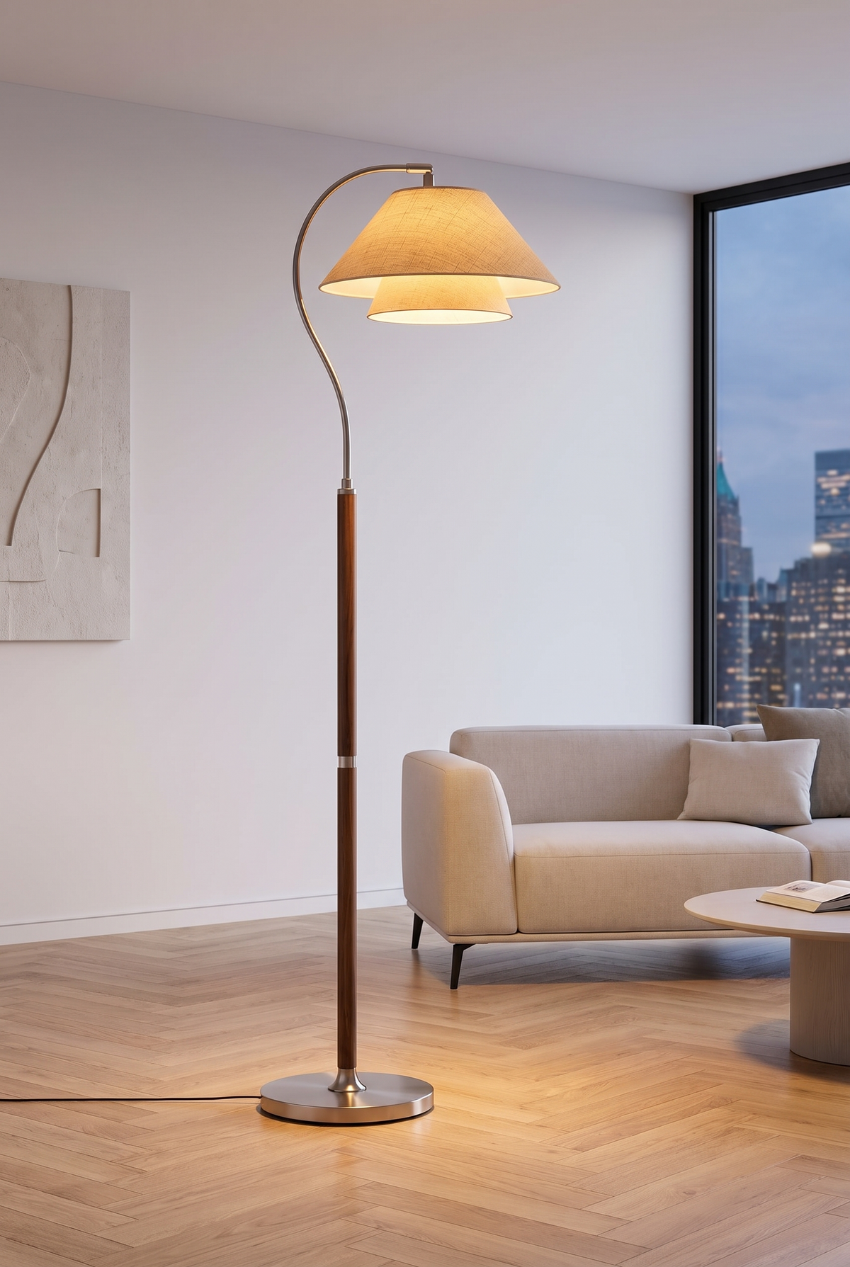 Nocturna Adjustable Arc Floor Lamp – material and design detail