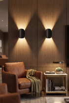 Luminara Adjustable Wall Sconce – in-use room view