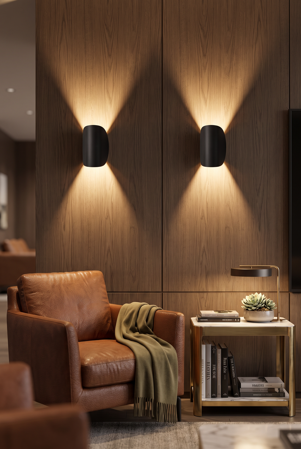 Luminara Adjustable Wall Sconce – in-use room view