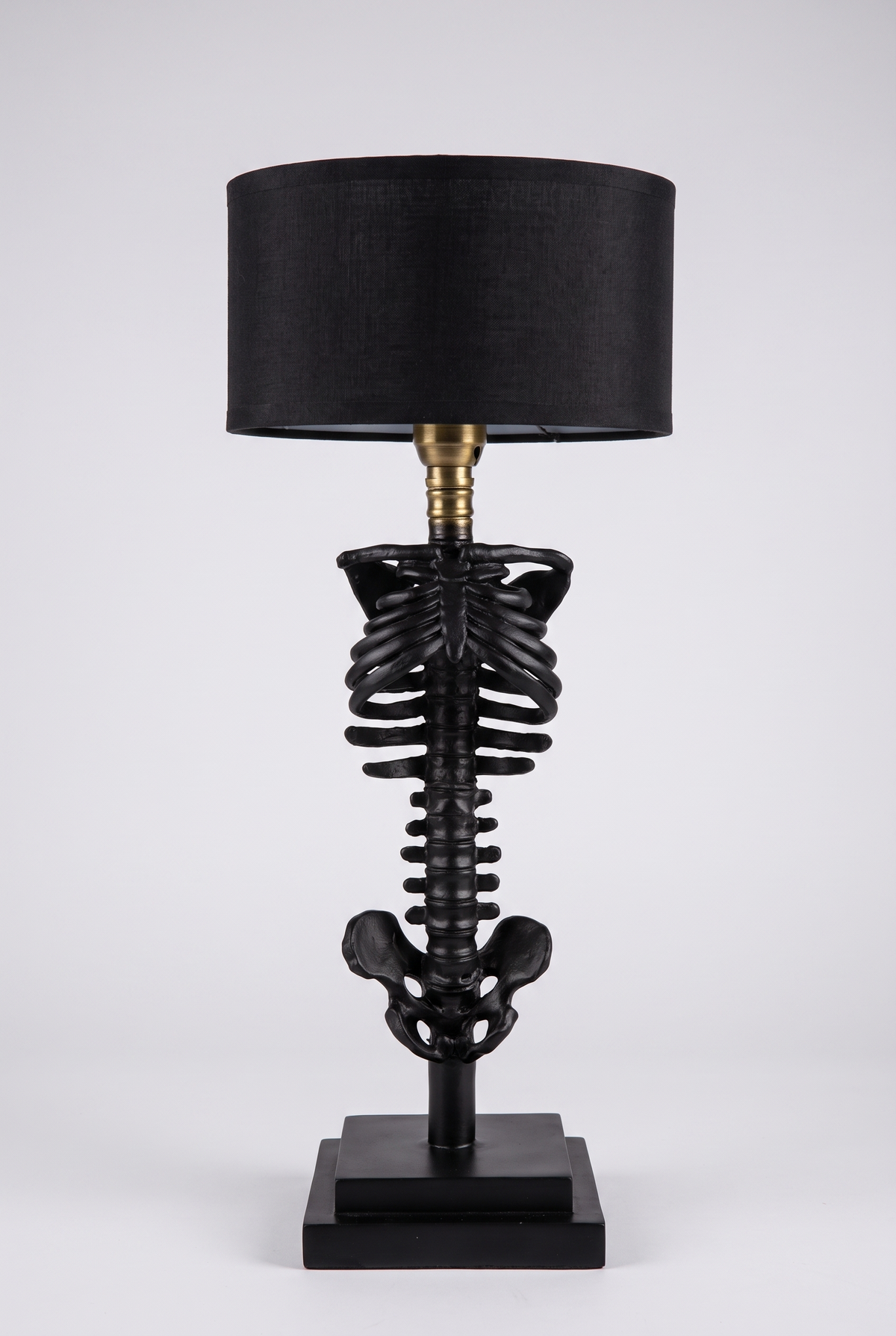 NecroLuxe Gothic Skeleton Table Lamp - front view on clean studio background