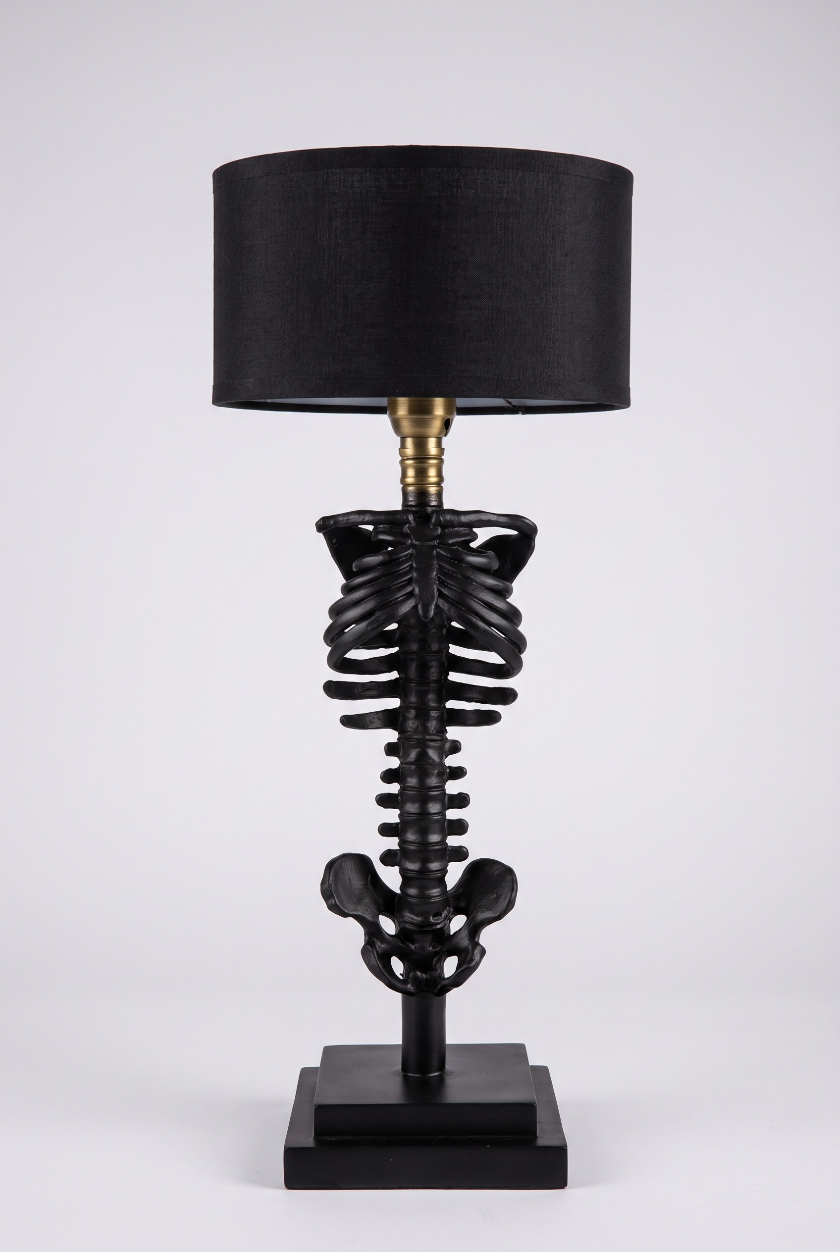 NecroLuxe Gothic Skeleton Table Lamp - front view on clean studio background